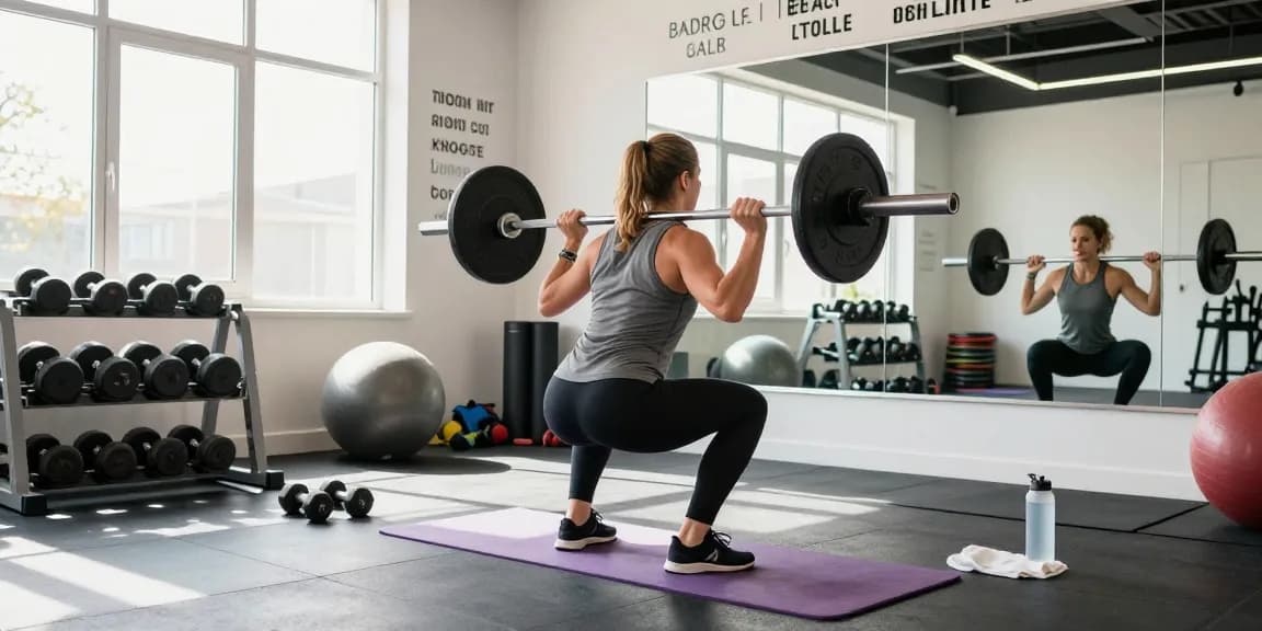 Fit persoon traint in hun thuis-gym met Unique Pharma Steroïden Winkel producten zichtbaar in de omgeving.