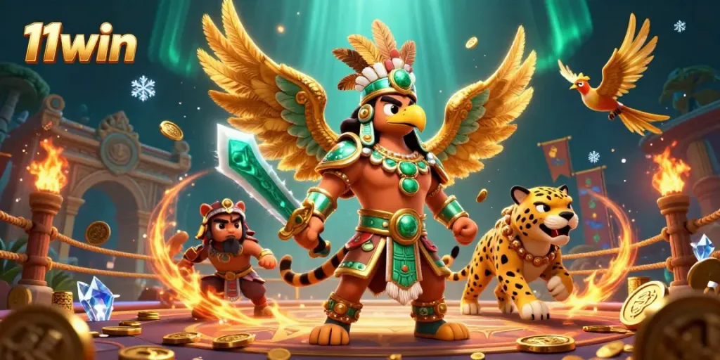 Experience immersive gaming with Aztec characters representing 11win's vibrant casino.