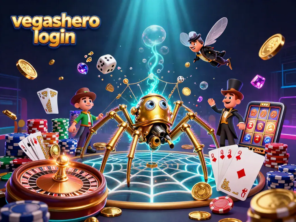 Catch the thrill with VegasHero login while engaging in thrilling casino games, surrounded by coins and cards.