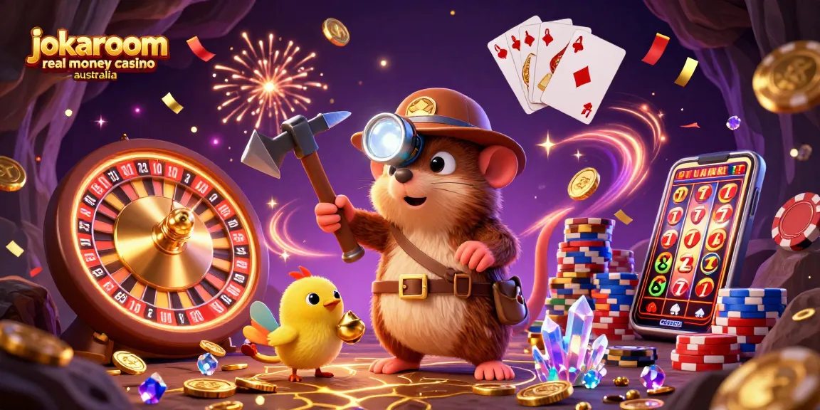 Experience luck at jokaroom real money casino australia with a treasure hunter mole in a golden cave.